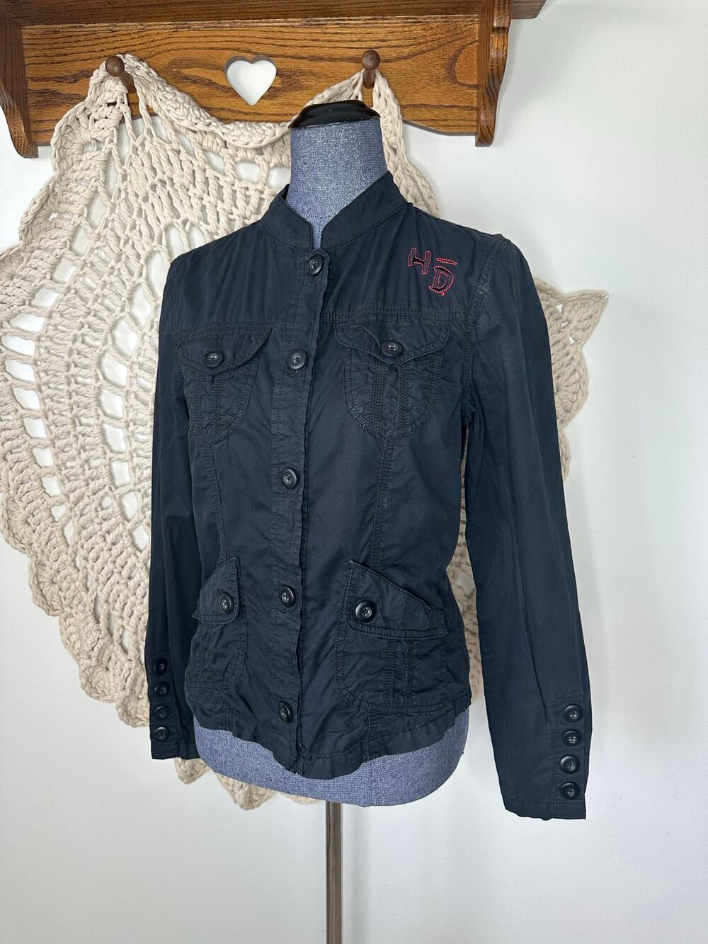 Harley Davidson Vintage Y2K Biker Chic Embroidered Button Up Shirt Size Medium